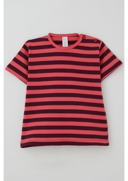 Kız Çocuk Tişört Patlı Çizgili 1-4 Yaş, Mercan