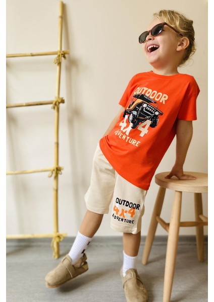 Erkek Çocuk Şort Takım Macera Temalı Araba Baskılı 1.5-5 Yaş, Narçiçeği fiyatları