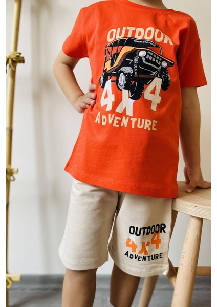 Erkek Çocuk Şort Takım Macera Temalı Araba Baskılı 1.5-5 Yaş, Narçiçeği indirimleri