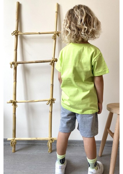 Erkek Çocuk Şortlu Takım Şapkalı Ayıcık Baskılı 2-6 Yaş, Fıstık Yeşili fırsatları