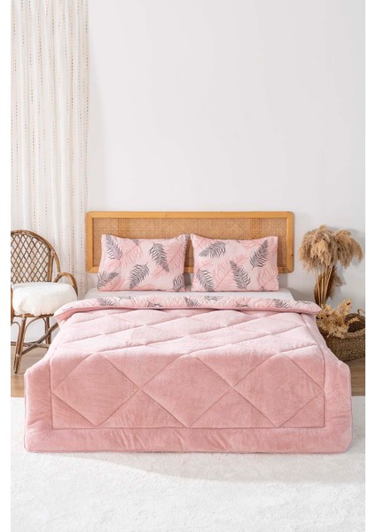 Pudra Yaprak Loura Tek Kişilik Çift Taraflı Lüx Wellsoft Yorgan Seti 155x215 cm fiyatları