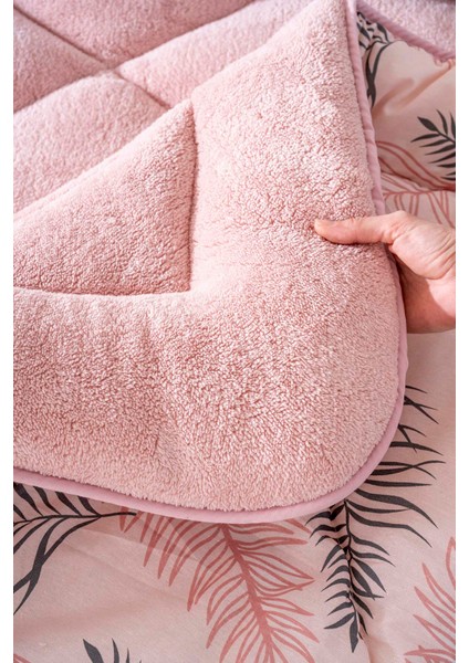 Pudra Yaprak Loura Tek Kişilik Çift Taraflı Lüx Wellsoft Yorgan Seti 155x215 cm indirimleri