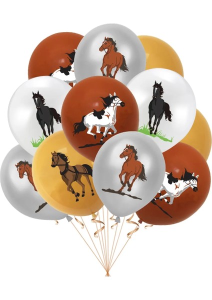 Kek Topper At Temalı Parti Dekorasyon Çocuklar Mustang Yarışı Mutlu Doğum Günü Afiş Balon Kek Toppers (Yurt Dışından)