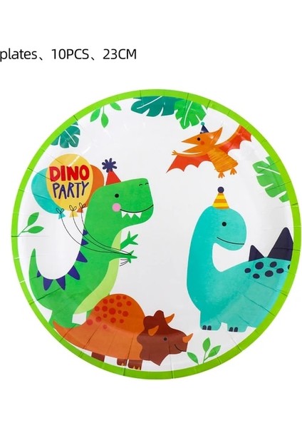 10 Adet 9 Inç Plakalar Dinozor Parti Dekorasyon Karikatür Dino Volkan Afiş Lateks Balonlar Çocuk Boys Mutlu Orman Safari Dino Tema Doğum Günü Malzemeleri (Yurt Dışından)