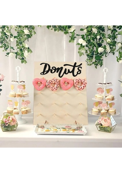 1 Adet Raf Ahşap Çörek Standı Yeniden Kullanılabilir Çörek Ekran Kartı Düğün Için Bebek Duş Doğum Günü Partisi Tatlı Tutucu Masa Süslemeleri (Yurt Dışından)