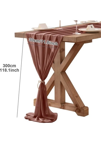 112 30CM * 300CM Şifon Düğün Masa Koşucu Romantik Rustik Ülke Boho Masa Koşucu Düğün Gelin Doğum Günü Partisi Masa Dekorasyonu (Yurt Dışından)