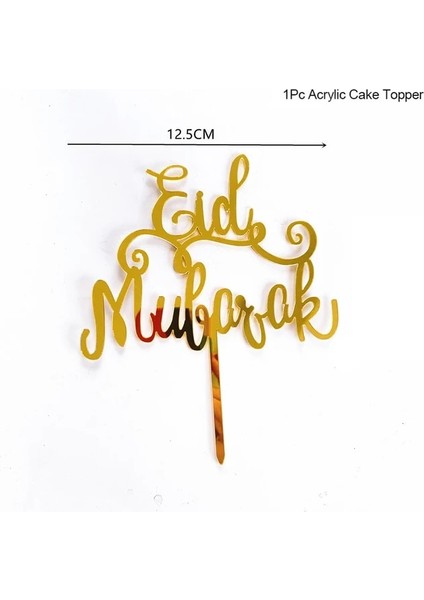 1 Adet Kek Topper Altın Eid Mubarak Akrilik Kek Toppers Kale Ay Cupcake Topper Ramazan Islam Müslüman Festivali Parti Kek Dıy Dekorasyon (Yurt Dışından)