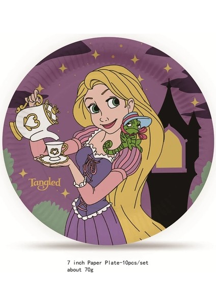 Balon-04 Anime Tangled Rapunzel Tema Parti Malzemeleri Sofra Kağıt Bardak Tabak Peçete Bayrağı Bebek Duş Balonlar Doğum Günü Partisi Dekorasyon (Yurt Dışından)