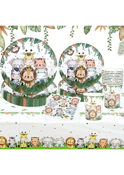 Zeytin Orman Hayvanları Tek Kullanımlık Sofra 1st Doğum Günü Dekorasyon Ev Çocuklar Için Bebek Duş Vahşi Bir Safari Parti Malzemeleri Woodland (Yurt Dışından)