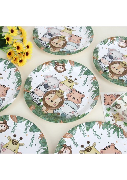 Zeytin Orman Hayvanları Tek Kullanımlık Sofra 1st Doğum Günü Dekorasyon Ev Çocuklar Için Bebek Duş Vahşi Bir Safari Parti Malzemeleri Woodland (Yurt Dışından)