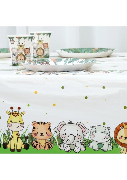 Zeytin Orman Hayvanları Tek Kullanımlık Sofra 1st Doğum Günü Dekorasyon Ev Çocuklar Için Bebek Duş Vahşi Bir Safari Parti Malzemeleri Woodland (Yurt Dışından)