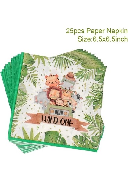 Nane Yeşili Orman Hayvanları Tek Kullanımlık Sofra Vahşi Bir Woodland Safari 1. Doğum Günü Partisi Dekorasyon Çocuklar Bebek Duş Orman Temalı Parti (Yurt Dışından)
