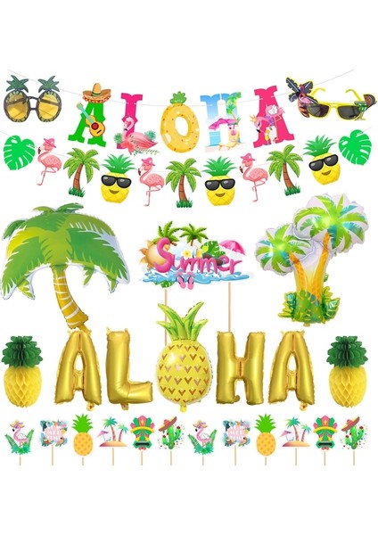 15 Adet-C-Altın-F-Hawaii Tropikal Palmiye Yaprakları Hawaii Luau Parti Aloha Orman Parti Dekorasyon Düğün Doğum Günü Tek Kullanımlık Sofra Seti Malzemeleri (Yurt Dışından)