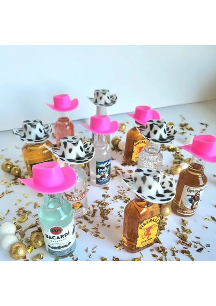 Pembe x 10 Adet Mini Kovboy Şapkaları Bekarlığa Veda Partisi Iyilik Doğum Günü Düğün Bekarlığa Veda Aksesuarları Estetik Batı Dekor Bebek Şapkaları Shooter Toppers (Yurt Dışından)