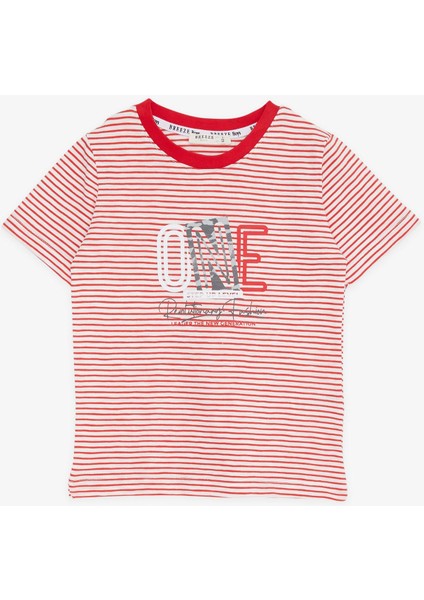 Erkek Çocuk Şortlu Takım Çizgili Yazı Baskılı 2-6 Yaş, Kırmızı modelleri