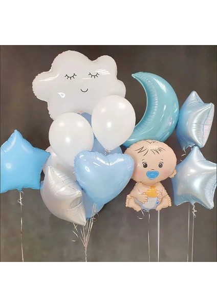 Resim Olarak 1 Adet R Erkek Kız 1 Yıl Doğum Günü Balonları Çocuklar 1. Doğum Günü Partisi Dekorasyon Beyaz Bulut Ay Folyo Balon Bebek Duş Dıy Dekor Tedarik (Yurt Dışından)