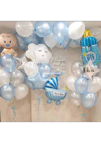 Resim Olarak 1 Adet R Erkek Kız 1 Yıl Doğum Günü Balonları Çocuklar 1. Doğum Günü Partisi Dekorasyon Beyaz Bulut Ay Folyo Balon Bebek Duş Dıy Dekor Tedarik (Yurt Dışından)