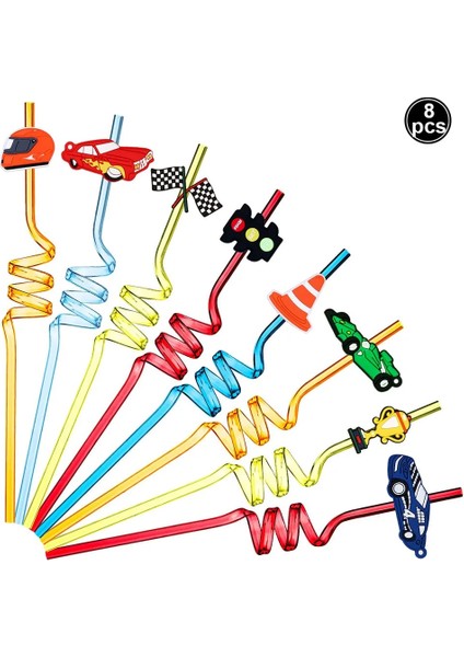 13 8 Adet 25 cm Kullanımlık Yarış Arabası Pipet Araba Yeniden Kullanılabilir Plastik Pipet Çocuk Yarış Arabası Doğum Günü Partisi Süslemeleri (Yurt Dışından) indirimleri