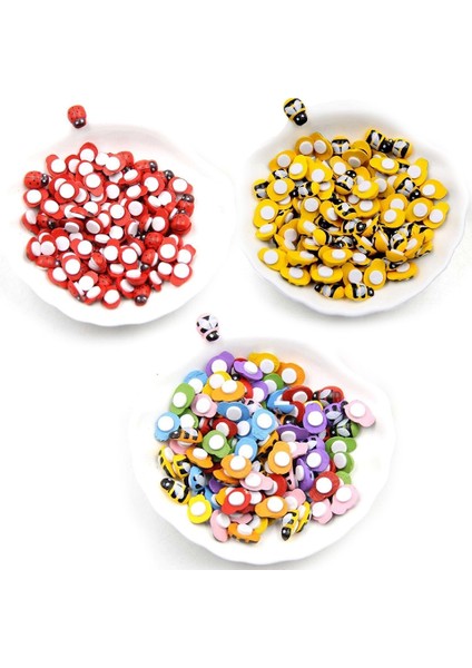 Turuncu Arı 100 Adet Renkli Ahşap Uğur Böceği Arı Etiket 3D Duvar/buzdolabı Çıkartmaları Sünger Kendinden Yapışkanlı Çıkartmalar Çocuklar Için Dıy Scrapbooking Oyuncaklar (Yurt Dışından)
