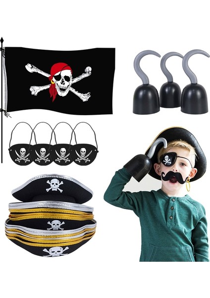 1 Adet Bayrak Korsan Kaptan Cosplay Kostüm Sahne Korsan Şapkası Kanca El Bayrağı Balonlar Cadılar Bayramı Çocuk Doğum Günü Partisi Dekorasyon Malzemeleri (Yurt Dışından)