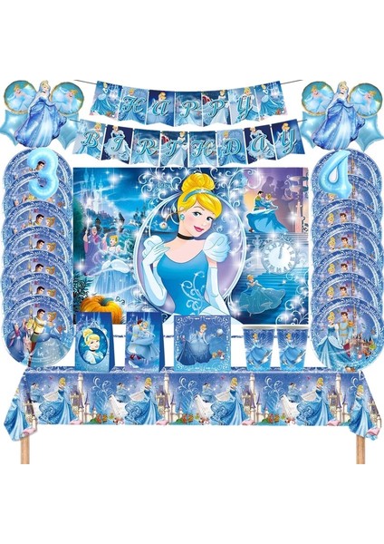 Kaşık 10 Adet Disney Külkedisi Tema Doğum Günü Partisi Tek Kullanımlık Sofra Fincan Plaka Masa Örtüsü Balon Afiş Zemin Bebek Duş Malzemeleri (Yurt Dışından)