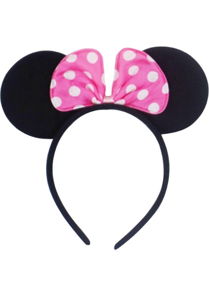 6 Adet-Saç Bandı Pembe Disney Mickey Mouse Karikatür Temalı Çatal Bıçak Takımı Çocuk Doğum Günü Partisi Dekorasyon Tek Kullanımlık Bardak ve Tabak Kağıt Seti (Yurt Dışından)