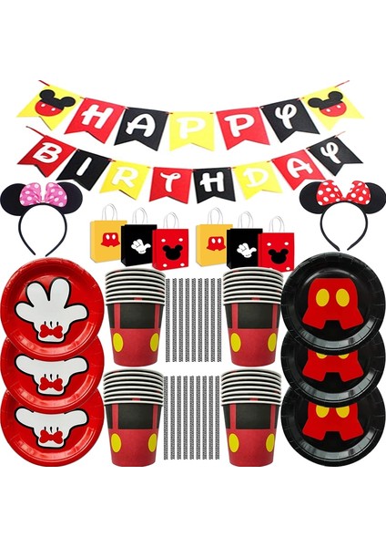 6 Adet-Saç Bandı Pembe Disney Mickey Mouse Karikatür Temalı Çatal Bıçak Takımı Çocuk Doğum Günü Partisi Dekorasyon Tek Kullanımlık Bardak ve Tabak Kağıt Seti (Yurt Dışından) fiyatları