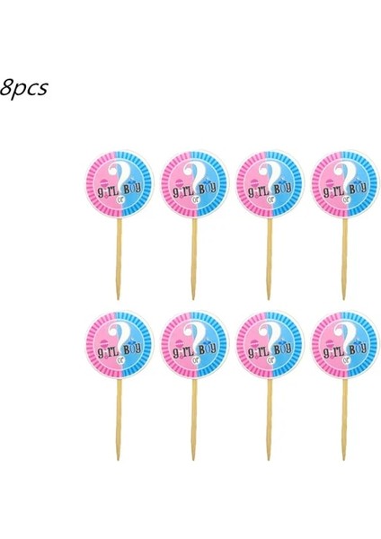 Kek Topper 8 Adet Cinsiyet Ortaya Doğum Günü Partisi Tema Parti Kağıt Tabak Bardak Masa Örtüsü Erkek Veya Kız Bebek Duş Parti Dekorasyon Malzemeleri (Yurt Dışından)