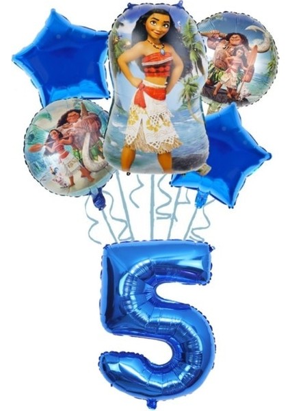 Balon-5-6 Adet Disney Moana Doğum Günü Partisi Dekorasyon Malzemeleri Çocuklar Bebek Duş Sofra Bardak Tabaklar Afiş Balonlar Olay Dekor Hediye Şekeri (Yurt Dışından)