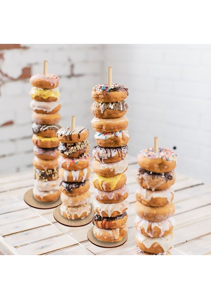 Stil 3 Ahşap Donuts Standı Tutucu Tatlı Sepeti Rustik Düğün Masa Süsü Donut Doğum Günü Partisi Şeker Çubuğu Bebek Duş Çörek Parti (Yurt Dışından)
