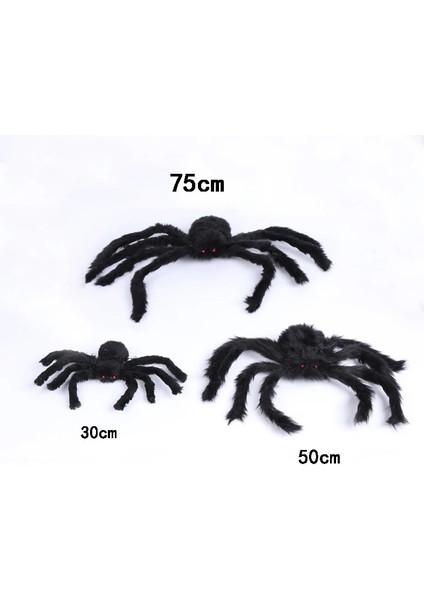 1 Adet Küçük 30/50/75 cm Büyük Siyah Peluş Örümcek Cadılar Bayramı Partisi Dekorasyon Perili Ev Bar Korku Sahne Örümcek Ağı Çocuk Oyuncak (Yurt Dışından)