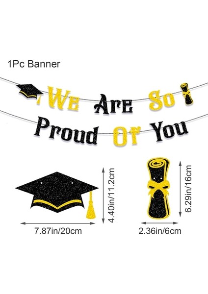 Banner 11 Tebrik Mezunlar Süslemeleri 2023 Sınıfı Mezuniyet Dekor Banner Bachelor's Cap Kapı Perdesi Gözlük Grad Parti Malzemeleri (Yurt Dışından)