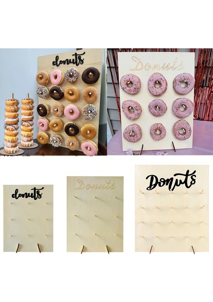 2 Adet Ekran Standı Ahşap/plastik Yeniden Kullanılabilir Çörek Tahtası Çörek/macaron Ekran Standı Cupcake Tatlı Tutucu Düğün Için Bebek Duş Doğum Günü Dekor (Yurt Dışından)
