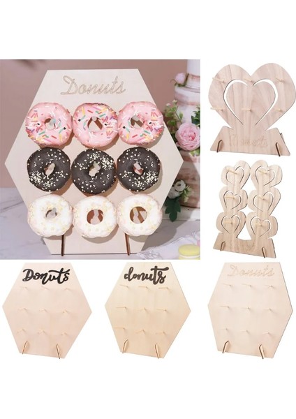 2 Adet Ekran Standı Ahşap/plastik Yeniden Kullanılabilir Çörek Tahtası Çörek/macaron Ekran Standı Cupcake Tatlı Tutucu Düğün Için Bebek Duş Doğum Günü Dekor (Yurt Dışından)