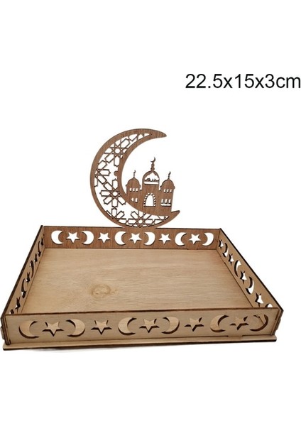 Tip G 1 Takım Eid Mubarak Ahşap Tepsi Ay Tapınağı Gıda Tutucular Islam Müslüman Masa Dekorasyon Ramazan Kareem Parti Şeker Gıda Kaynağı (Yurt Dışından)