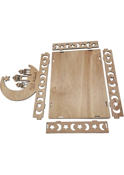 Tip G 1 Takım Eid Mubarak Ahşap Tepsi Ay Tapınağı Gıda Tutucular Islam Müslüman Masa Dekorasyon Ramazan Kareem Parti Şeker Gıda Kaynağı (Yurt Dışından)