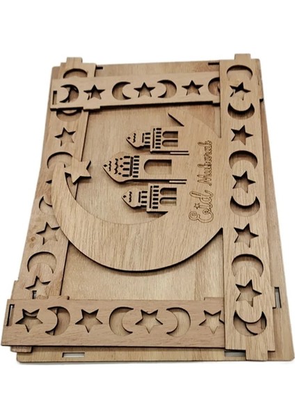 Tip G 1 Takım Eid Mubarak Ahşap Tepsi Ay Tapınağı Gıda Tutucular Islam Müslüman Masa Dekorasyon Ramazan Kareem Parti Şeker Gıda Kaynağı (Yurt Dışından)