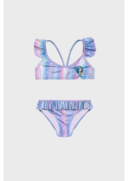 Seastar Desenli Çabuk Kuruyan Fırfırlı Bikini Takım Kız Çocuk Bikini SB2515000109