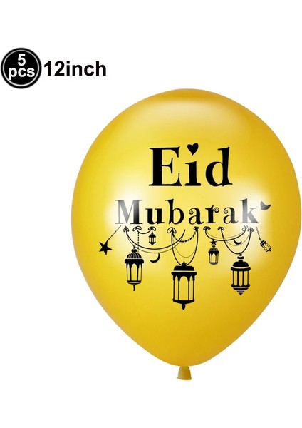Altın Ay Ramazan Eid Mubarak Siyah Altın Süslemeleri Balon Ramazan Sofra Askı Süsleri Banner Eid Parti Tatil Evi Süslemeleri (Yurt Dışından)