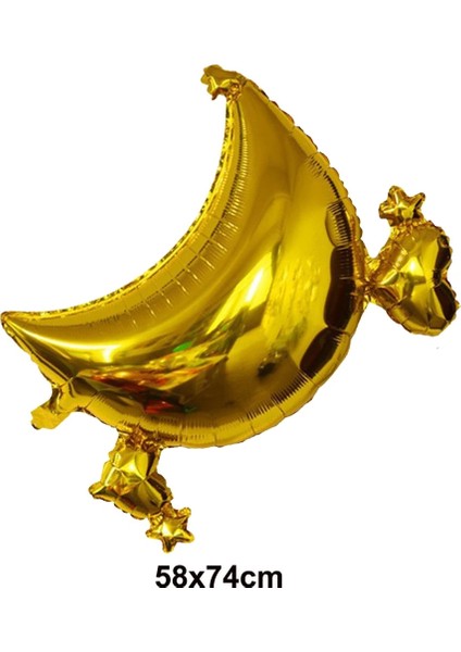 Altın Ay Ramazan Eid Mubarak Siyah Altın Süslemeleri Balon Ramazan Sofra Askı Süsleri Banner Eid Parti Tatil Evi Süslemeleri (Yurt Dışından)