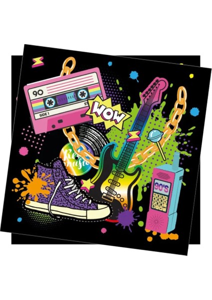 Şişme Korna 90'lı Yılların Kağıt Peçetelerini Seviyorum Gitar Altın Zincirli Telefon Ayakkabıları Radyo Boombox Desen 90'lı Yıllara Dönüş Doğum Günü Partisi Malzemeleri (Yurt Dışından) modelleri