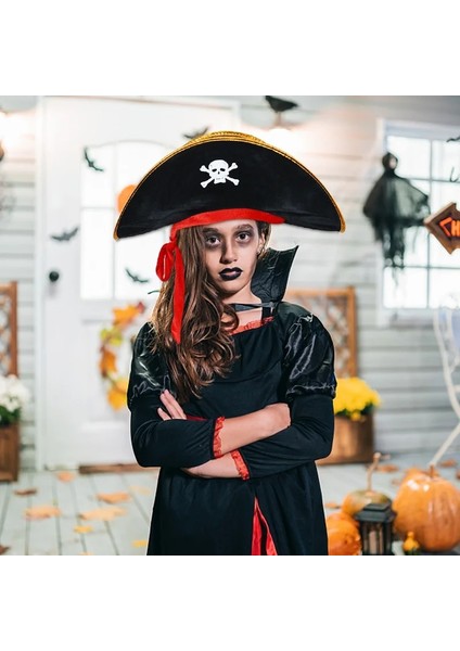 8 Adet 7 Inç Plaka Cadılar Bayramı Korsan Şapkası Kap Dekorasyon Çocuklar Yetişkin Cadılar Bayramı Masquerade Kaptan Cosplay Kostüm Sahne Korsan Tema Doğum Günü Partisi (Yurt Dışından)