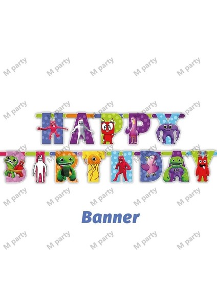 Banner-1set Garten Banban Doğum Günü Partisi Dekorasyon Banban Balon Çocuklar Tek Kullanımlık Sofra Kek Topper Masa Örtüleri Bebek Duş Malzemeleri (Yurt Dışından)