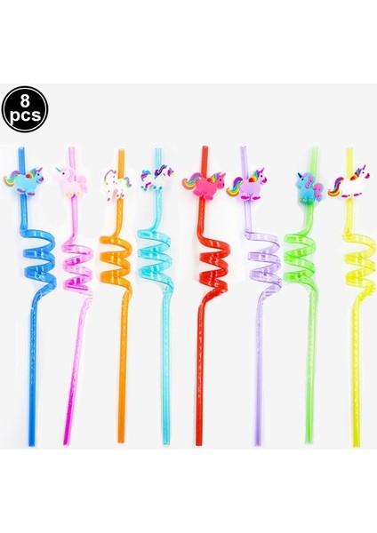 26 8 Adet 25CM Yeniden Kullanılabilir Unicorn Payet Doğum Günü Unicorn Tema Plastik Içme Samanı Çocuklar Için Bebek Duş Doğum Günü Partisi Malzemeleri (Yurt Dışından)