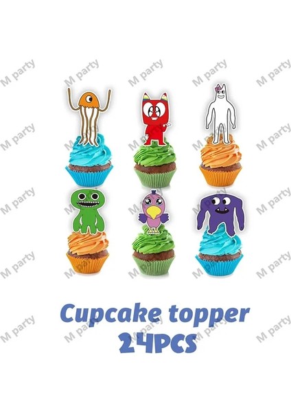 Kek TOPPER-24PCS Banban Garten Doğum Günü Partisi Dekorasyon Banban Balon Çocuklar Tek Kullanımlık Sofra Kek Topper Masa Örtüleri Bebek Duş Malzemeleri (Yurt Dışından)