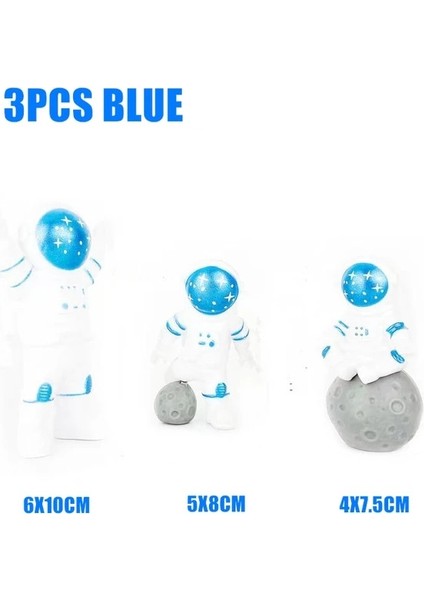 3 Adet Mavı Astronot Doğum Günü Partisi Süslemeleri Tek Kullanımlık Sofra Fincan Tabakları Kek Topper Dekor Boys Evren Dış Uzay Doğum Günü Teması (Yurt Dışından)