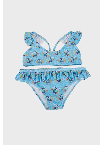 Mercat Baskılı Çabuk Kuruyan Fırfırlı Bikini Takım Kız Çocuk Bikini SB2511120000