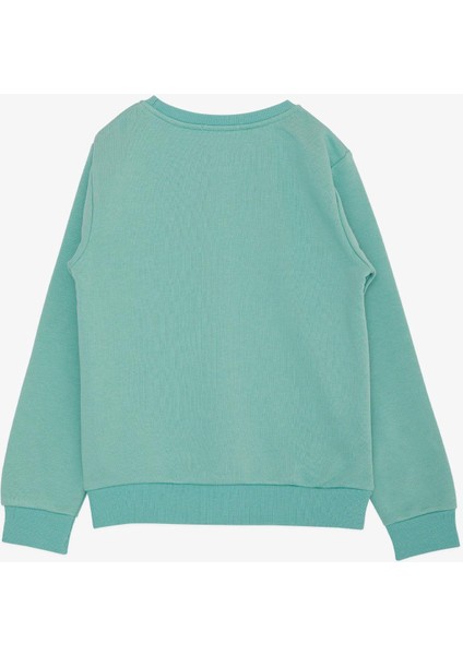 Erkek Çocuk Sweatshirt Yazı Baskılı 4-8 Yaş, Su Yeşili