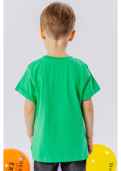 Erkek Çocuk Tişört Slogan Temalı Araba Baskılı 2-6 Yaş, Yeşil modelleri
