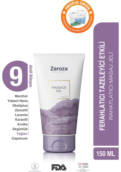 Masaj Jeli Biber Ekstresi & Lavanta ve Okaliptus Yağı 150 ml